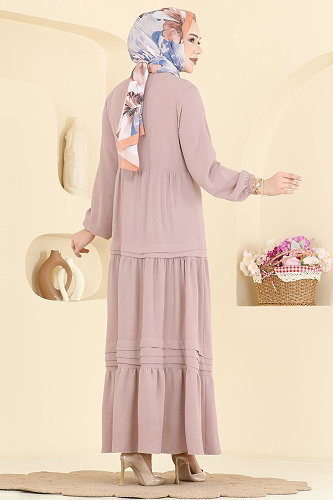 moda selvim الفستان بيج 2733SL432 - Thumbnail