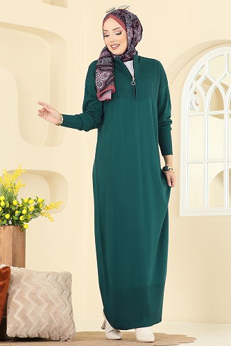 moda selvim Dress 2736AYD574 Emerald - Thumbnail