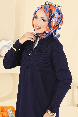 moda selvim الفستان كحلي 2736AYD574 - Thumbnail