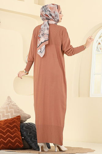 moda selvim الفستان نحاسي فاتح 2736AYD574 - Thumbnail