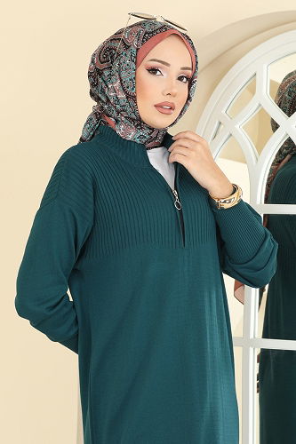 moda selvim Dress 2736AYD574 Petroleum - Thumbnail