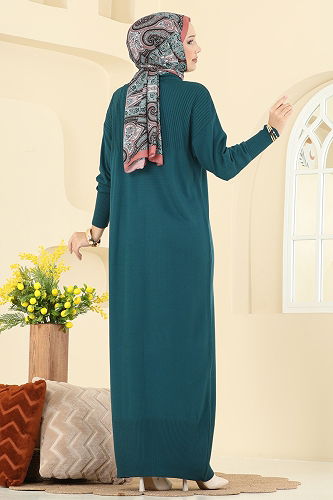 moda selvim الفستان بترولي 2736AYD574 - Thumbnail