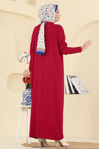 moda selvim Dress 2736AYD574 Red - Thumbnail