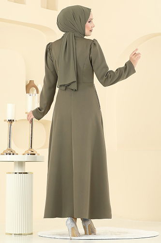 moda selvim Dress 2741SL432 Khaki - Thumbnail