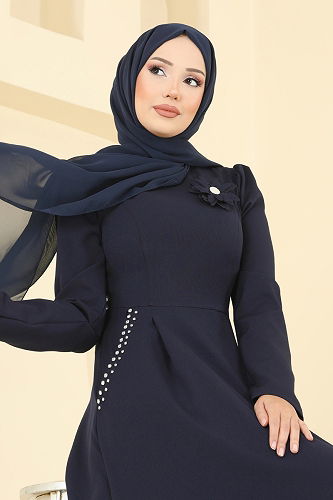 moda selvim Dress 2741SL432 Navy Blue - Thumbnail