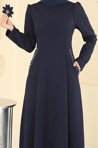 moda selvim Dress 2741SL432 Navy Blue - Thumbnail