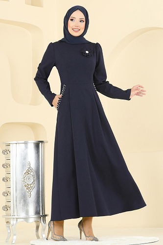 moda selvim الفستان كحلي 2741SL432 - Thumbnail