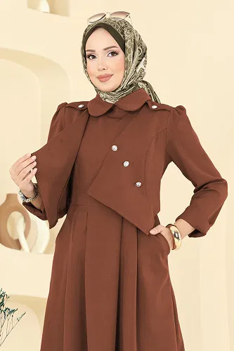 moda selvim Dress 2743SL432 Brown - Thumbnail