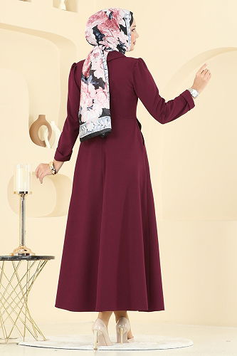 moda selvim Dress 2743SL432 Burgundy - Thumbnail