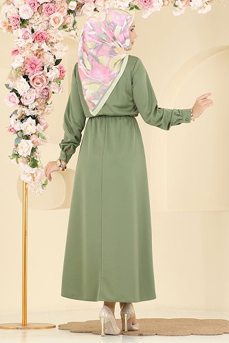 moda selvim الفستان أخضر عشبي 2744SL432 - Thumbnail