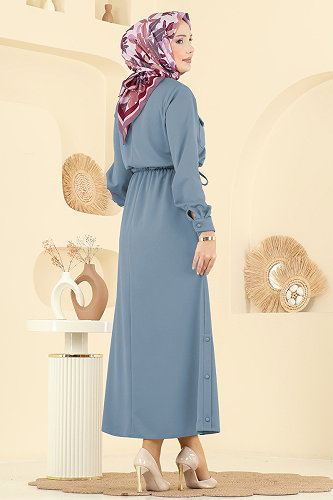 moda selvim الفستان أزرق فاتح 2744SL432 - Thumbnail