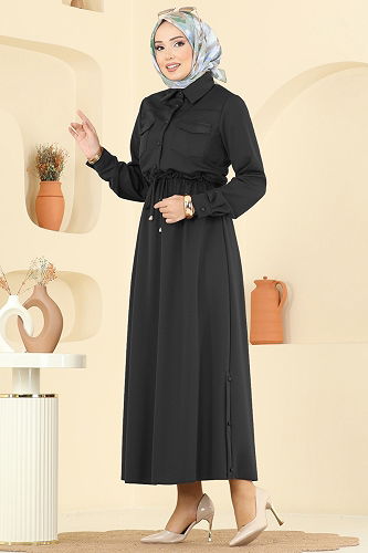 moda selvim Dress 2744SL432 Black - Thumbnail