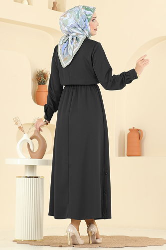 moda selvim الفستان أسود 2744SL432 - Thumbnail