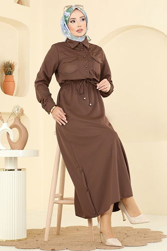 moda selvim Dress 2744SL432 Brown - Thumbnail