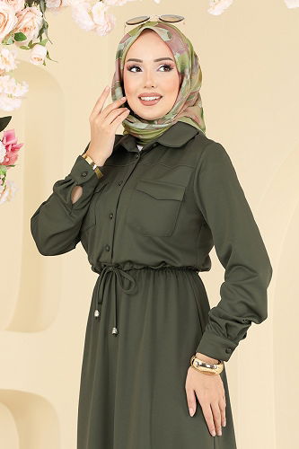 moda selvim Dress 2744SL432 Khaki - Thumbnail