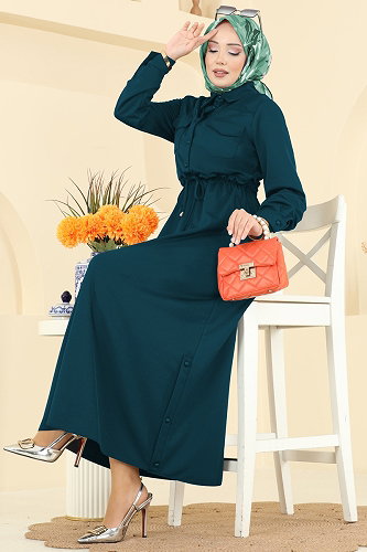 moda selvim Dress 2744SL432 Petroleum - Thumbnail