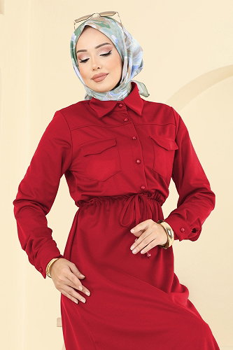 moda selvim Dress 2744SL432 Red - Thumbnail