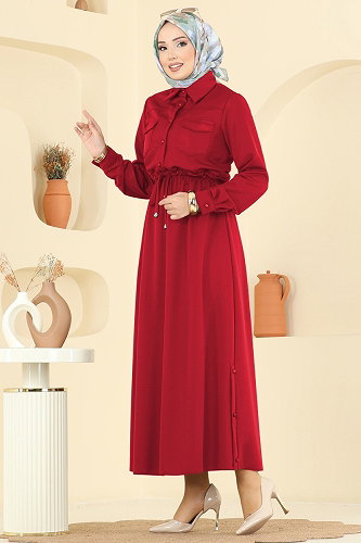moda selvim Dress 2744SL432 Red - Thumbnail