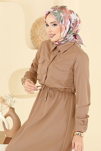 moda selvim الفستان بيج 2744SL432 - Thumbnail