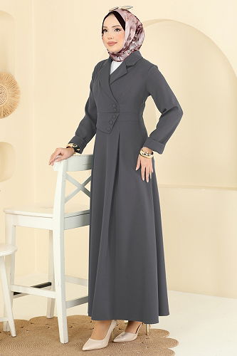 moda selvim Dress 2746SL432 Anthracite - Thumbnail