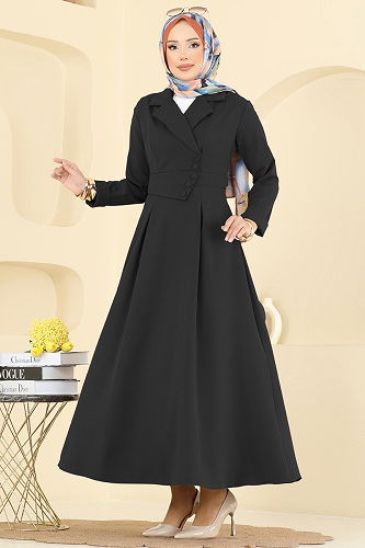 moda selvim الفستان أسود 2746SL432 - Thumbnail