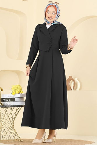 moda selvim الفستان أسود 2746SL432 - Thumbnail