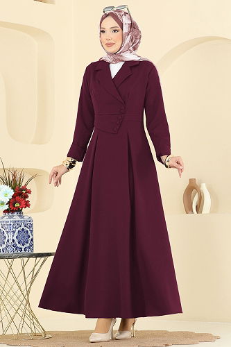 moda selvim Dress 2746SL432 Burgundy - Thumbnail