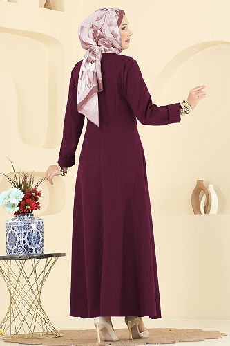 moda selvim Dress 2746SL432 Burgundy - Thumbnail