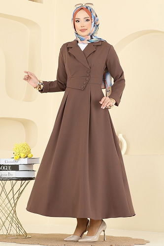 moda selvim الفستان بيج غامق 2746SL432 - Thumbnail