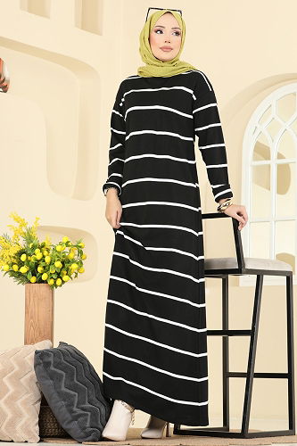 moda selvim Dress 2747AYD574 Black - Thumbnail