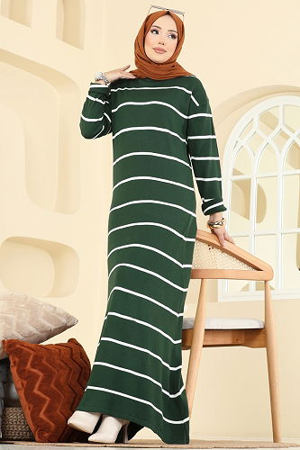 moda selvim Dress 2747AYD574 Emerald - Thumbnail