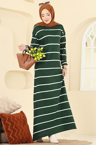 moda selvim Dress 2747AYD574 Emerald - Thumbnail