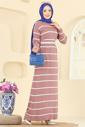 moda selvim Dress 2747AYD574 Rose Dried - Thumbnail