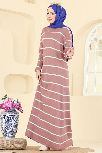 moda selvim Dress 2747AYD574 Rose Dried - Thumbnail