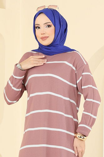 moda selvim Dress 2747AYD574 Rose Dried - Thumbnail