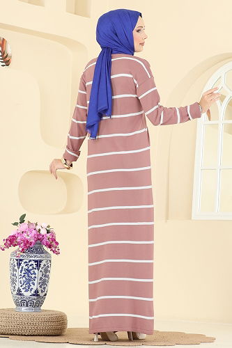 moda selvim الفستان وردي 2747AYD574 - Thumbnail