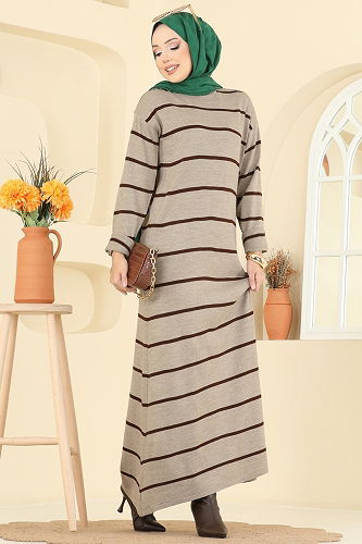 moda selvim الفستان بيج 2747AYD574 - Thumbnail