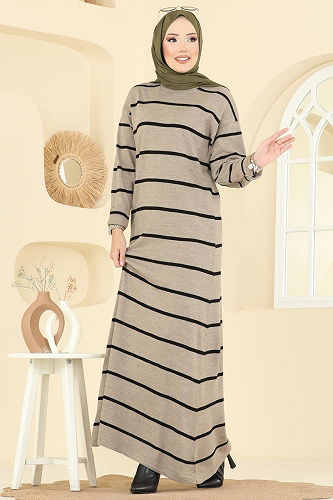 moda selvim Dress 2747AYD574 Vision&Black - Thumbnail