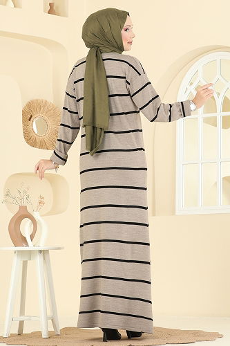 moda selvim Dress 2747AYD574 Vision&Black - Thumbnail