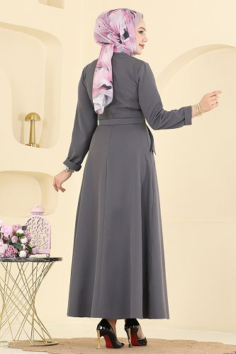 moda selvim Dress 2749SL432 Anthracite - Thumbnail