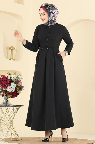 moda selvim الفستان أسود 2749SL432 - Thumbnail