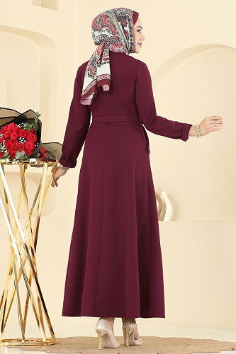 moda selvim Dress 2749SL432 Burgundy - Thumbnail
