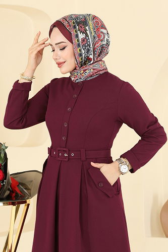 moda selvim الفستان خمري 2749SL432 - Thumbnail