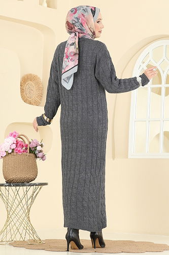 moda selvim Dress 2752AYD574 Anthracite - Thumbnail