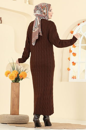 moda selvim الفستان بني 2752AYD574 - Thumbnail