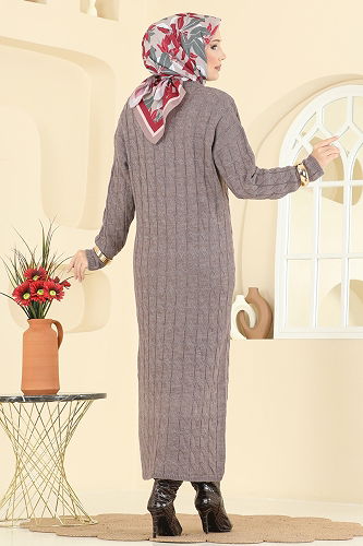 moda selvim الفستان بيج غامق 2752AYD574 - Thumbnail