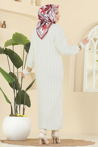 moda selvim Dress 2752AYD574 Ecru - Thumbnail