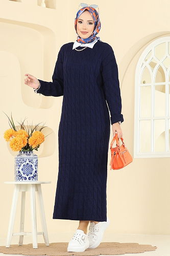 moda selvim Dress 2752AYD574 Navy Blue - Thumbnail