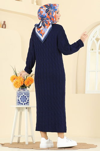 moda selvim Dress 2752AYD574 Navy Blue - Thumbnail