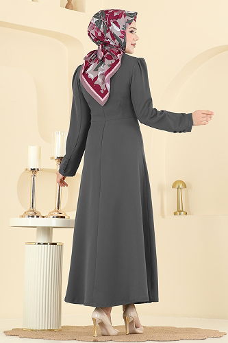 moda selvim Dress 2754SL432 Anthracite - Thumbnail